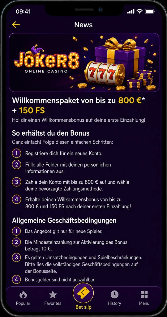 Willkommensbonus in der App
